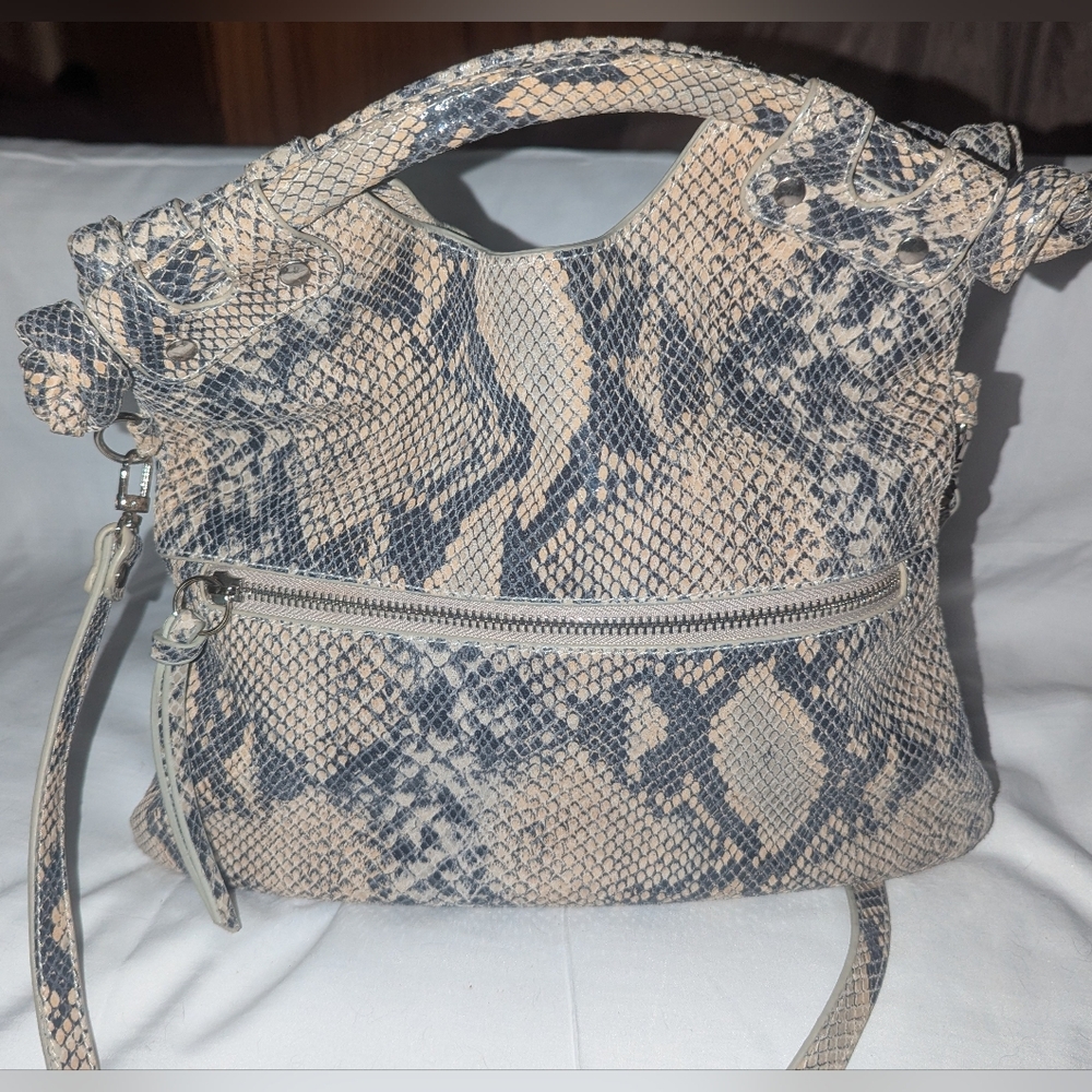 Pietro Alessandro Beige and Black Snakeskin Crossbody Bag